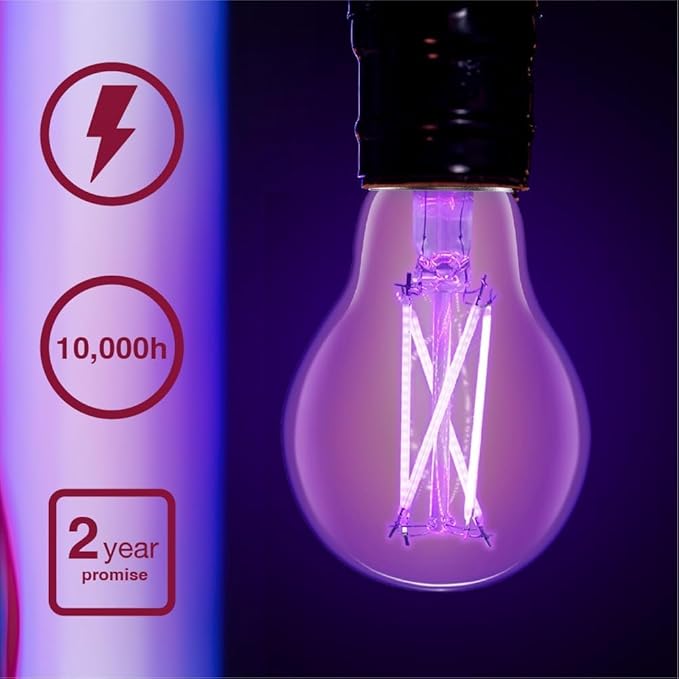 Sylvania Black Light LED Light Bulb, 7W, A19, Medium Base, Clear - 1 Pack (42560)