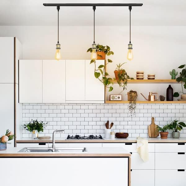 Kiven H-Type Wire Track LightPendants, 59 Inch Cord Length Black Weave Rope, Restaurant DecorativePendant Light Industrial Pendant Lamp 3 Pack,Bulb Not Included（Bronze）