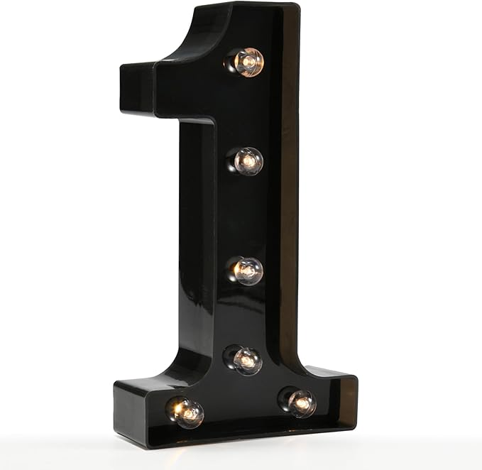 Light Up Black Alphabet Marquee Number Sign LED Marquee Number Lights Sign for Night Light Home Bar Christmas Lamp Birthday Party Wedding Decoration 1