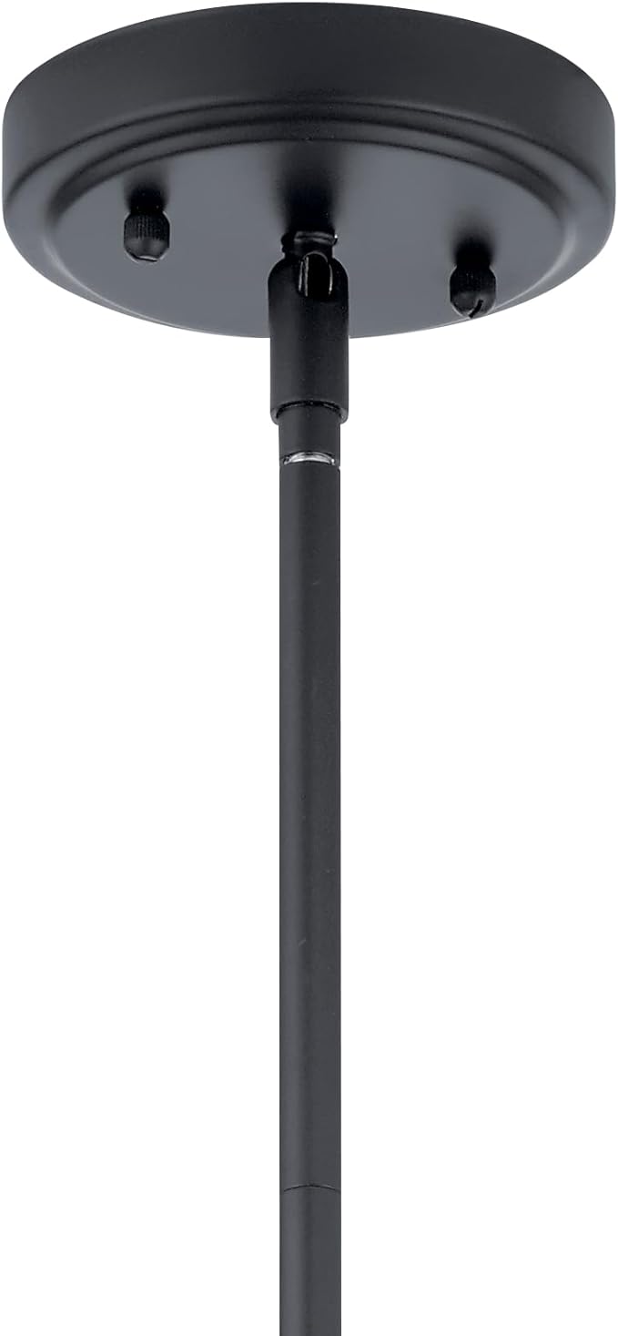 Kichler Everly Single Pendant Light Fixture, 1-Light 100 Watts Hanging Kitchen Island Light with Clear Glass Shade in Black for Dining Room (8.75" x 17.75"), 42047BK