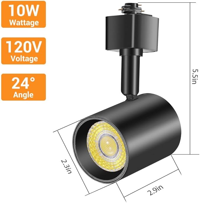 VANoopee 5-Color 6-Light LED Track Lighting Kit with 6.6FT H Type Track Lighting Rail, LED Track Light Heads Dimmable Modern Kitchen Track Lighting Fixtures Ceiling Spotlight, CRI90+ 10W 800lm Black