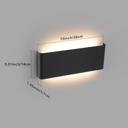 Mille Luckiole 15Inch Bathroom Vanity Mirror Light,5-in-1 CCT 3000K/3500K4000K/5000K/6500K Selectable Hallway LED Wall Light,Modern LED Sconce Wall for Stairwell,Bedroom,20W Black 2 Pack Led Wall Lamp