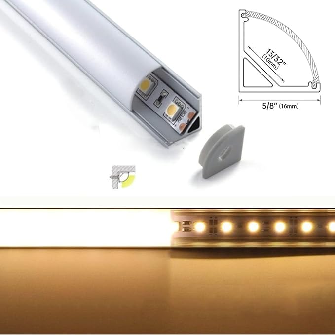 Cefrank Under Cabinet LED Light Bars, V-Shape, 8pcs 12", 16 Watt 1600 Lumens, Warm White 3000K
