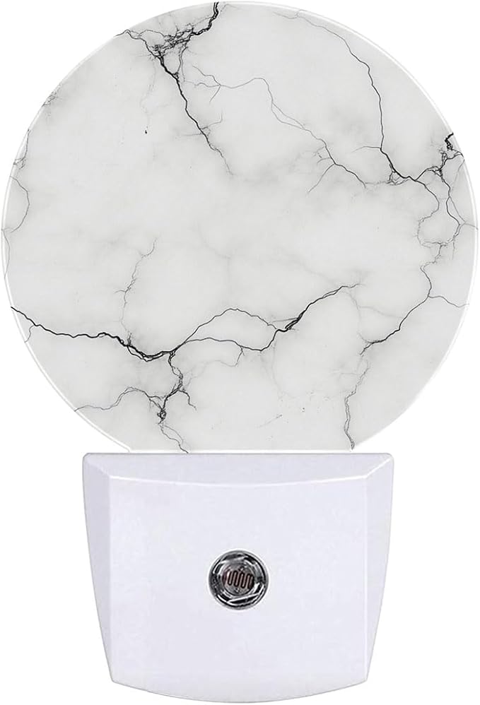 White Gray Marble Texture Night Light Auto Sensor Led Dusk to Dawn Lamp Home Decor for Men Women