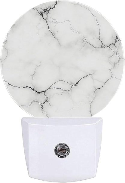 White Gray Marble Texture Night Light Auto Sensor Led Dusk to Dawn Lamp Home Decor for Men Women