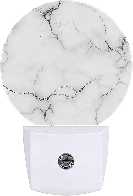 White Gray Marble Texture Night Light Auto Sensor Led Dusk to Dawn Lamp Home Decor for Men Women