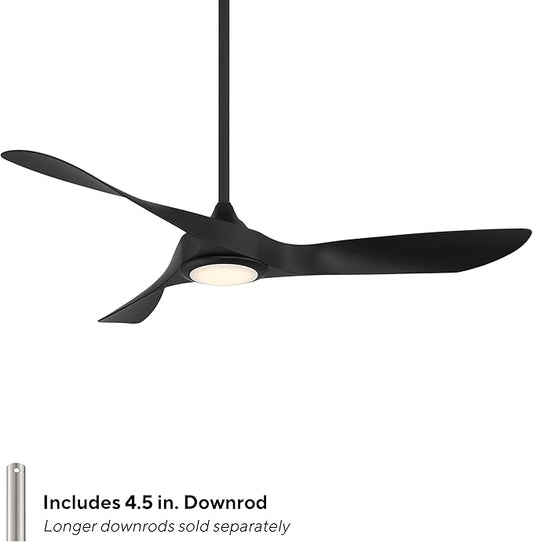 WAC Lighting Swirl 3-Blade Aluminum Smart Ceiling Fan in Matte Black