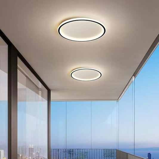 Dimmable LED Ceiling Light Fixture Flush Mount,16 inch Modern Round Recessed Ceiling Lamp with APP Adjustment,Black 44W Close to Ceiling Lighting Living Room Bedroom,3000K-6000K