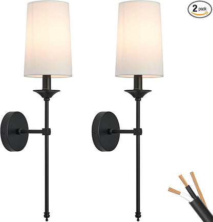 PASSICA DECOR Wall Sconce Set of 2 Hardwired Candle Terrace Wall Light Vintage Lamp for Bedroom Living Room Dining Farm House Light Fixture
