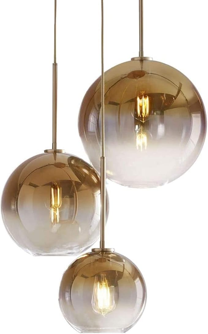 Gradient Color Glass Pendant Light,Modern Glass Hanging Light Chandelier Light (Gold, 30cm)