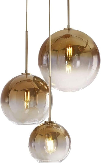 Gradient Color Glass Pendant Light,Modern Glass Hanging Light Chandelier Light (Gold, 30cm)