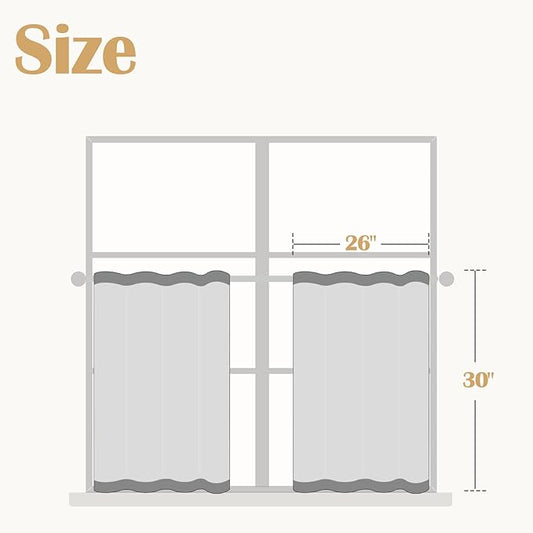 jinchan Boho Kitchen Linen Tier Curtains 30 Inch Bohemian Cafe Curtains Farmhouse Natural Striped Half Window Treatment for Bathroom RV Vintage Small Window Curtains 2 Panels Blue on Beige