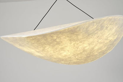 Wabi-Sabi Style Pendant Light with 27.56-Inch Imitation Silk Shade, Adjustable Height Ceiling Hanging Lamp for Kitchen Island, Living Room & Entryway
