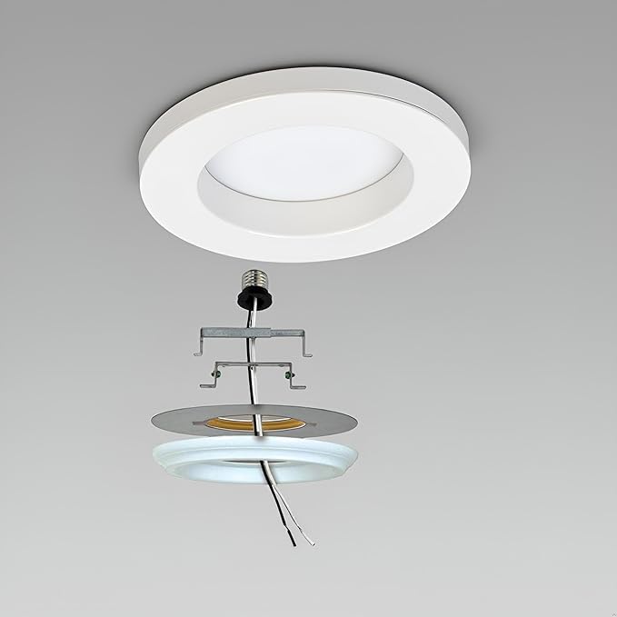 Aspen Creative 21067-12, Recessed Lighting Converter Kit, 8" Diameter, White Plastic Medallion, Set of 2