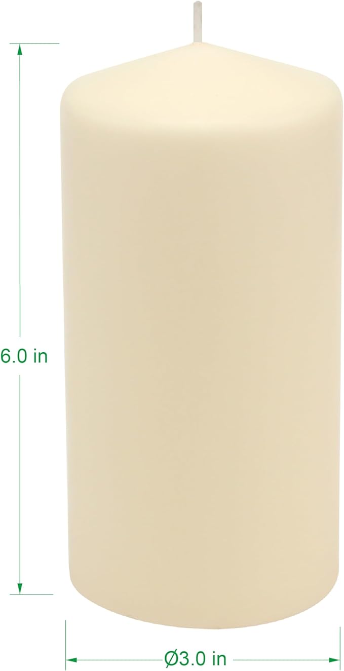 Stonebriar Unscented Pillar Candles – 65 Hour Burn Time, Long-Lasting Wax Candles for Weddings, Holidays, Home Décor & Special Events, Pack of 3, Ivory, 3" x 6"