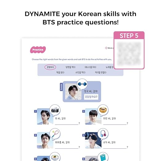 Easy Korean with BTS (New Cover Edition)- Basic Level Korean Study Book with Workbook and Free Online Lectures(Lessons with BTS Videos, Listening & Speaking Practice, and Grammar Quizzes)