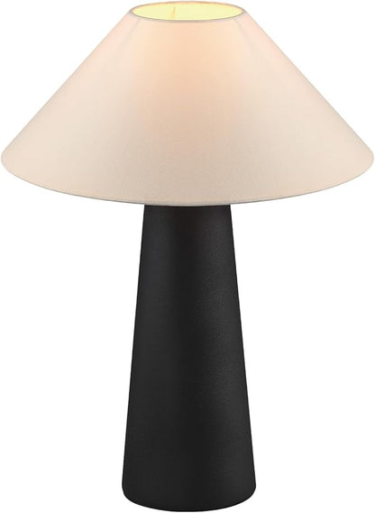 Globe Electric Novogratz x 18" Ceramic Table Lamp, Matte Black, Off-White Tapered Fabric Shade, in-Line Rocker Switch, 5 Ft. Clear Cord, Home Office, Desk, Living Room