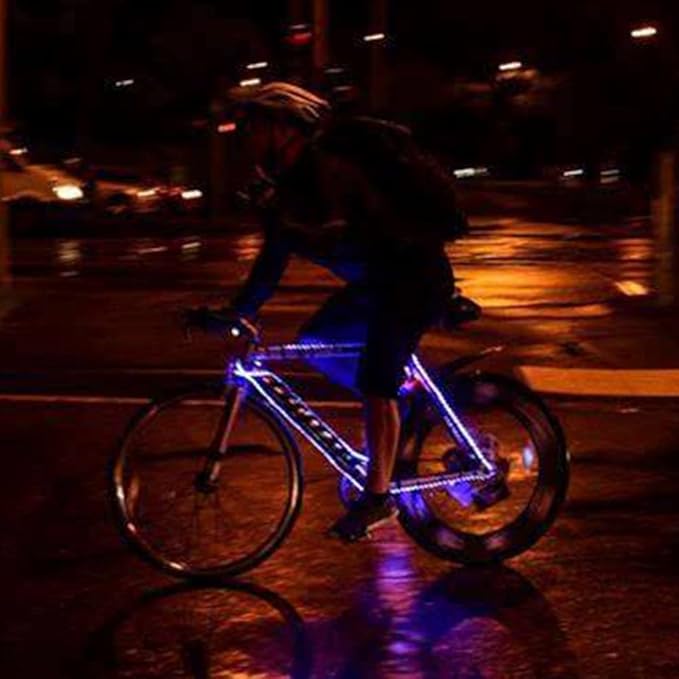 Bike Lights LED Bicycle Frame Light for Night Riding,Waterproof Strip Light Battery Powered with RGB Color, Bright Decoration Lights for Scooter,Trike,Bike Lighting Accessories