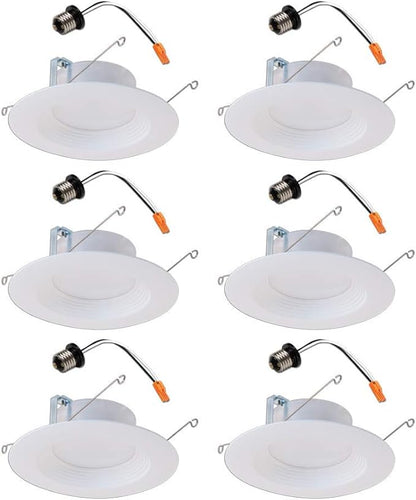 Halo LT 5 in / 6 in White Integrated LED Recessed Ceiling Light Retrofit Trim 6-Pack 3000K Soft White 600 Lumens Wet Location Listed Energy Star Certified Air-Tite