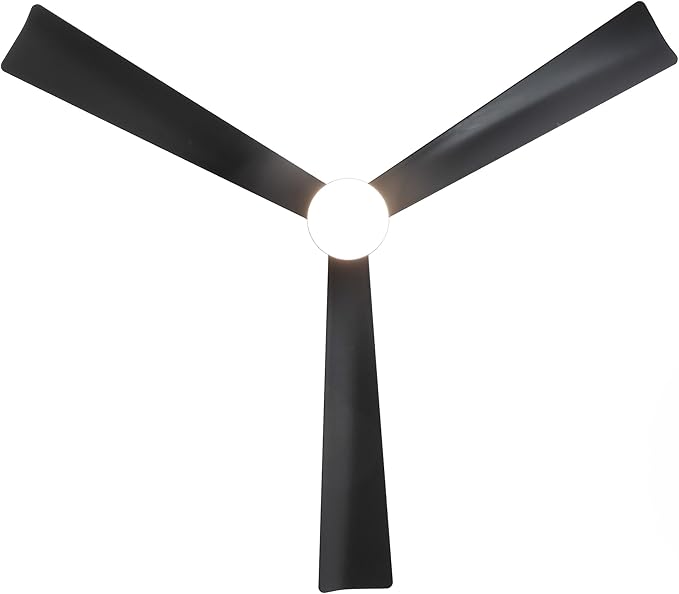 52" Black Ceiling Fan with Light and Remote, Modern 3-Blade DC Motor Ceiling Fan, Quiet Reversible Airflow, 6-Speed LED, Use for Bedroom Living Room Kitchen Indoor Use