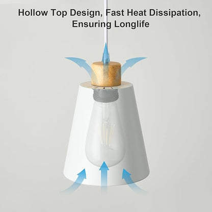 Mini Pendant Light Fixtures White Wood Pendant Lighting for Kitchen Island 7.87in Cone Modern Ceiling Hanging Lights Hollow Shade Nordic Island Light for Counter, Bar, Hallway