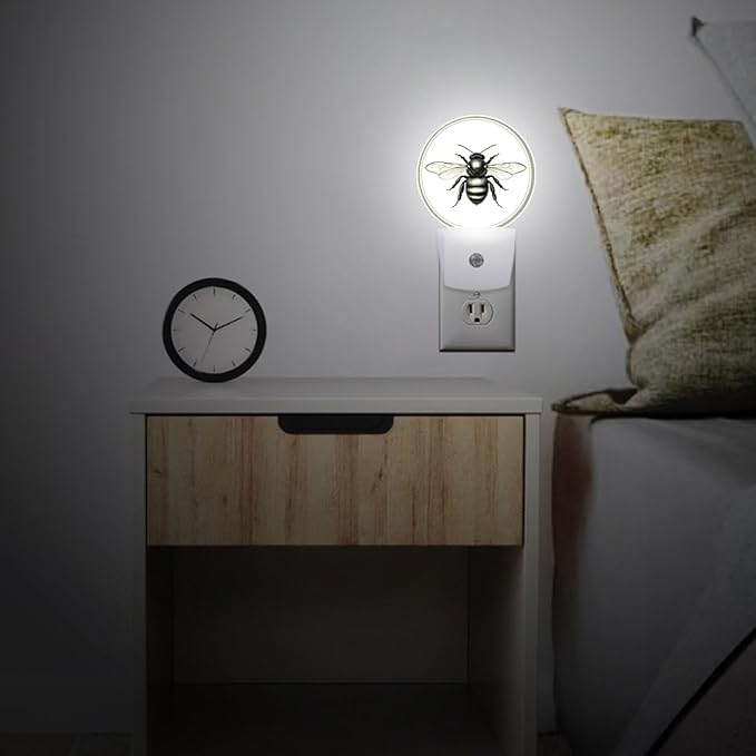 Retro Bee Night Light Auto Sensor Led Dusk to Dawn Lamp Home Decor for Men Women