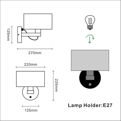 Wall Mounted Bedside Lamp,Hardwired Wall Sconce with Switch,Wall Lamps for Bedroom With Fabric Shade,Vintage Wood Wall Light E26 for Living Room,Dining Room,Hallway,Stairway,Lampara para sala de Pared