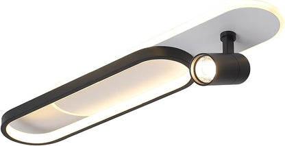 31.4Inch Modern Ceiling Light, LED Linear Ceiling Lamp with 1 Spotlight, 40W Remote Dimmable 3000K / 4500K / 6000K Black Long Flush Mount Light Fixture for Kitchen Dining Living Room Bedroom