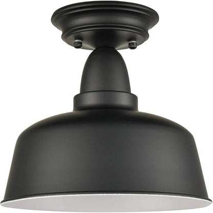 Farmhouse Matte Black Ceiling Light Fixture Rustic Barn Intusrial Semi Flush Mount Ceiling Lights for Kitchen Dining Room Hallway Porch Foyer Entryway Laundry Corridor…
