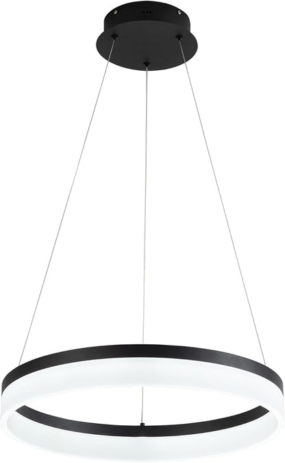 Buccleuch Modern LED Chandelier - Dimmable 19.7" Black Round Pendant Light, Height Adjustable UL-Certified Ceiling Light for Dining Room, Kitchen Island, Living Room, Bedroom, Foyer, 6500K