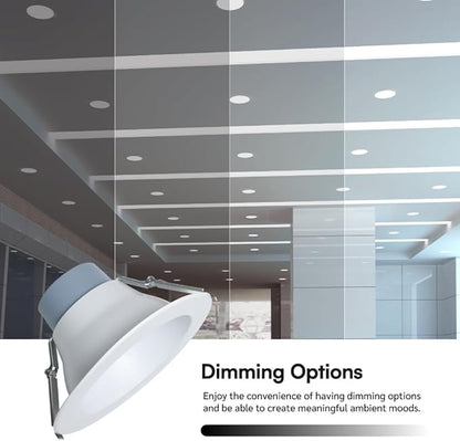 Euri Lighting DLC8C-24W203swej, 8” Commercial Downlight 120-277v, CCT (27/3/35/4/5) & Watt (10/15/24) Tunable, 0-10V DIM, 90+ CRI, Wet Rated IC-Rated, UL, T24, JA8, Energy Star, 3YR, 50K HR WTY