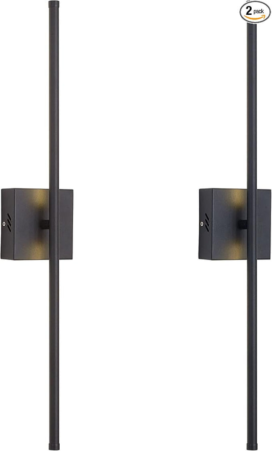 KARTOOSH 27.8 Inch Hardwired Wall Sconces Set of Two, 3000K Warm White Dimmable Modern Wall Sconces, 350° Rotate LED Light Fixtures Wall Lamp for Bathroom Living Room Bedroom Bedside, Black