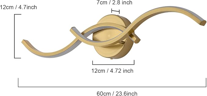 EDISLIVE 24 Inch Gold LED Vanity Light, 15W Dimmable Modern Wall Sconce, 3000K Warm White Linear Fixture with Acrylic Strip Shade for Bathroom Mirror Bedroom Makeup