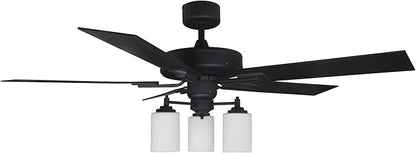 Design House 157362 Aubrey 52-Inch Traditional Indoor Tri-Mount Ceiling Fan with Light Kit, Reversible Blades, Satin Nickel