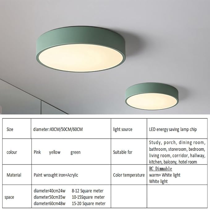 LED Ceiling Light Fixture,12 Inch Modern Round Recessed Ceiling Lights,Dimmable Light,Green 18W Close to Ceiling Lighting Flush Mount Living Room Bedroom,3000K-6000K