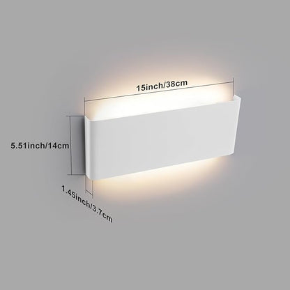 Mille Luckiole 15Inch Bathroom Vanity Mirror Light,Dimmable 3000K-6500K 5 Color Selectable Hallway LED Wall Light,Modern LED Sconce Wall for Stairwell,Bedroom,20W White 4Pack Up and Down Led Wall Lamp