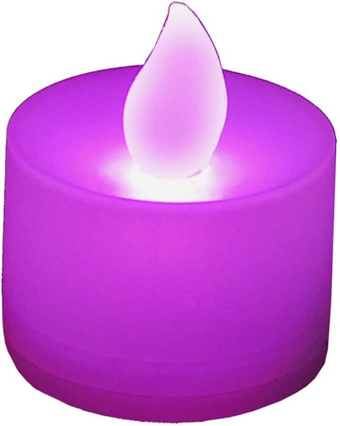 LumaBase Battery Operated Tea Light Candles, Purple - Set of 12