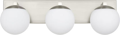 Bathroom Vanity Light Fixtures, 3-Light Globe Bathroom Lighting Fixtures Over Mirror, Modern Wall Lights for Living Room, Long Backplate, Standard E26 Base, Brushed Nickel