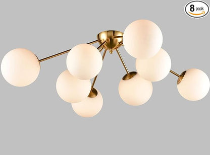 HOLKIRT Elegant Modern Globe Semi Flush Mount Ceiling Light, 8 Light Mid Century Sputnik Chandeliers Fixture