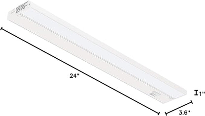 Getinlight 24-inch 3 Color Levels LED Under Cabinet Lighting, Hardwired or Plugged-in, Selectable White 2700K/3000K/4000K, Dimmable, White Finished, IN-0210-3