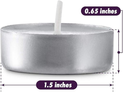 MontoPack Unscented Tea Light Candles 100 Pack | 4 hours, White, Smokeless, Dripless Small Votive Paraffin Tealights | Long-Lasting for Home, Shabbat, Weddings, Events, Emergencies | Mini Candles Bulk