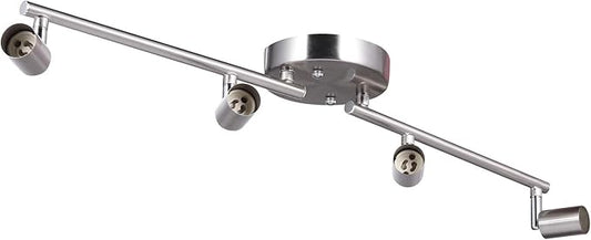 AIBOO 4-Light Adjustable Dimmable Track Lighting Kit, Flexible Foldable Arms,Satin Nickel Kitchen,Hallyway Bed Room Lighting Fixture, GU10 Base Bulbs not Included
