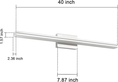 SineRise 40-Inch LED Modern Bathroom Vanity Light Bar, Chrome Modern Acrylic Bathroom Wall Lighting Fixtures Over Mirror (Cool White 6000K)