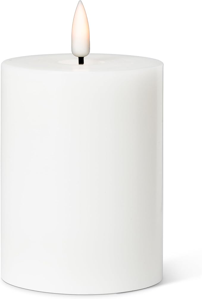 Abbott Collection Wax LED Flameless Pillar Candle - White (3x4 H)