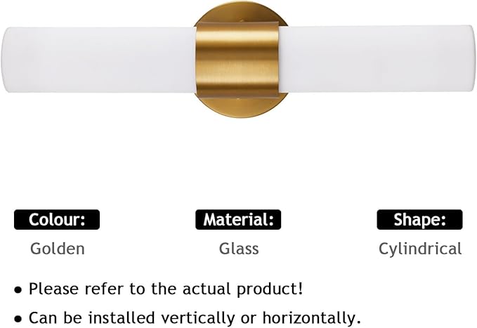 18" Modern Wall Sconce with Frosted Glass Shades, for Bathroom Mirror Bedroom Living Room Hallway, Gold Finish