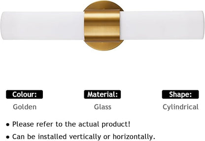18" Modern Wall Sconce with Frosted Glass Shades, for Bathroom Mirror Bedroom Living Room Hallway, Gold Finish