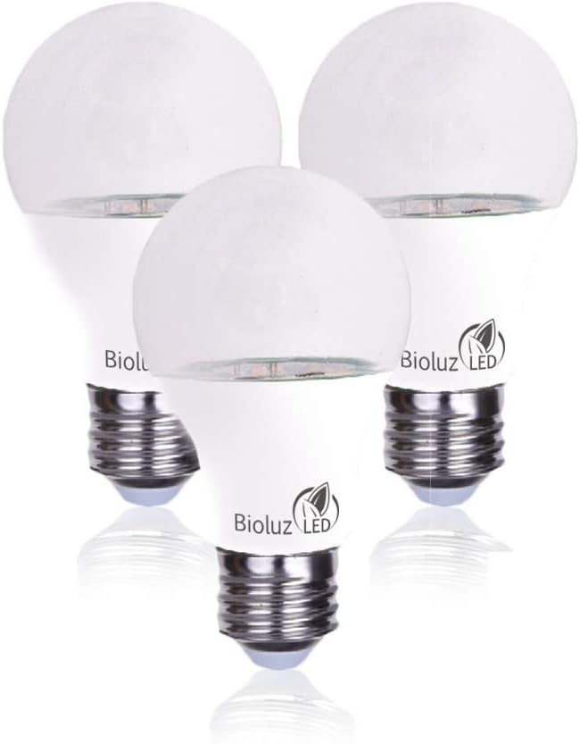 Bioluz LED Full Spectrum Grow Light Bulbs for Indoor Plants, A19 9W LED Bulbs Indoor Outdoor Energy-Efficient 3000K Soft White Plant Light Bulbs FCC RoHS Compliant UL Listed