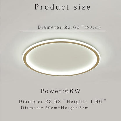 Dimmable LED Ceiling Light Fixture Flush Mount,24" Modern Round Recessed Ceiling Lamp with APP Adjustment,Gold 66W Close to The Ceiling Lighting Living Room Bedroom,3000K-6000K