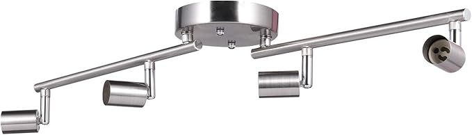 AIBOO 4-Light Adjustable Dimmable Track Lighting Kit, Flexible Foldable Arms,Satin Nickel Kitchen,Hallyway Bed Room Lighting Fixture, GU10 Base Bulbs not Included