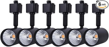 mirrea 6 Pack LED Track Lighting Heads Compatible with Single Circuit H Type Track Lighting Rail Ceiling Spotlight for Accent Task Wall Art Exhibition Lighting 6.5W 24° Black (3000K Warm White)